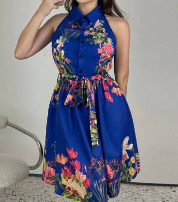 Floral Print Waist Tie Dress